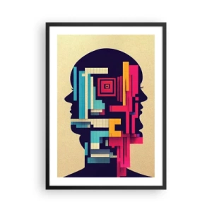 Plakat i sort ramme - Abstrakt silhuet med geometriske former - 50x70cm - Nye slips - Moderne vægdekoration til stue og soveværelse ARTTOR