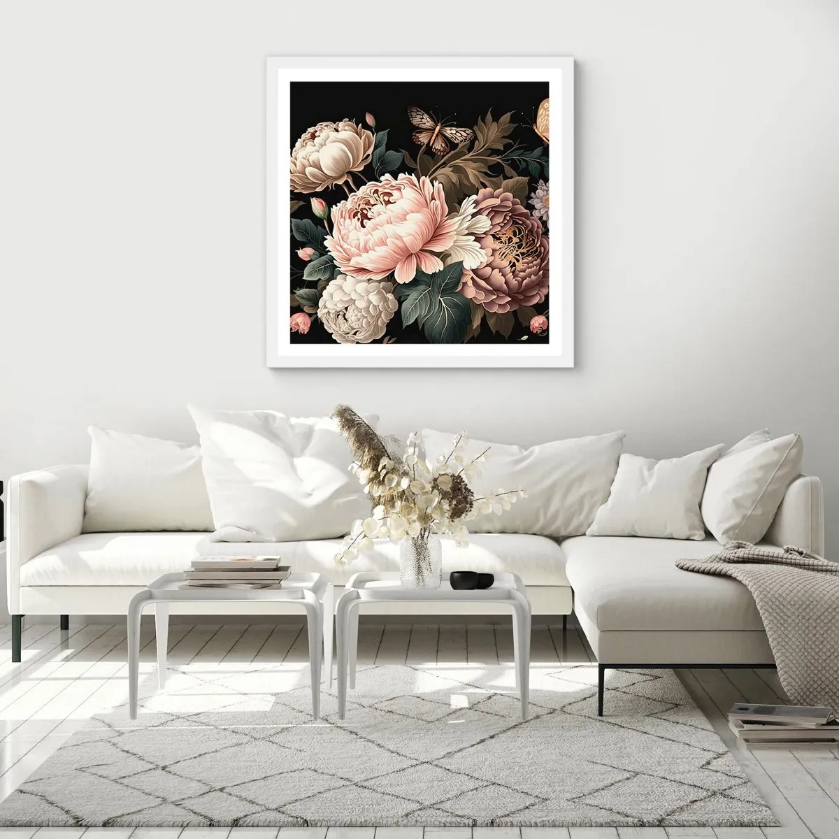 Plakat i hvid ramme - I barok stil - 30x30 cm