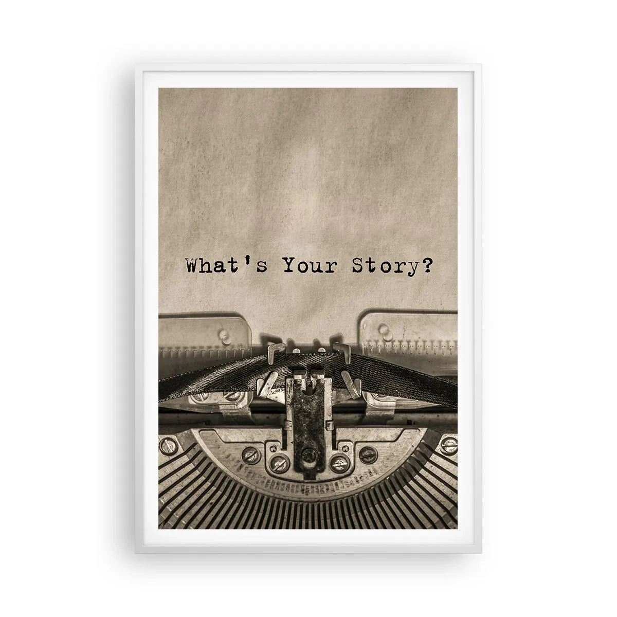 Plakat i hvid ramme - Fortæl mig - 70x100 cm