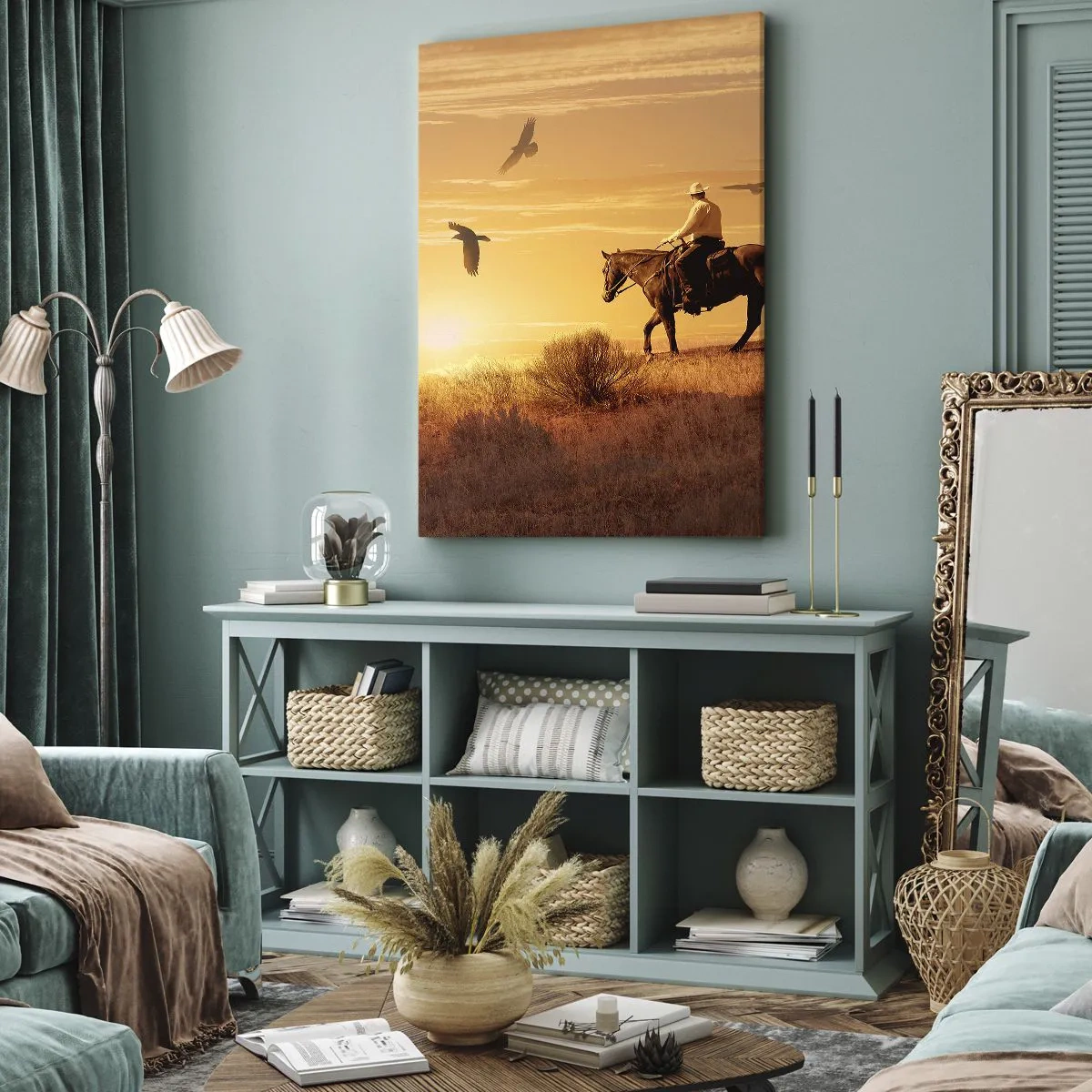 Lærredstryk - Billede på lærred - Alene på tværs af prærien - 50x70 cm