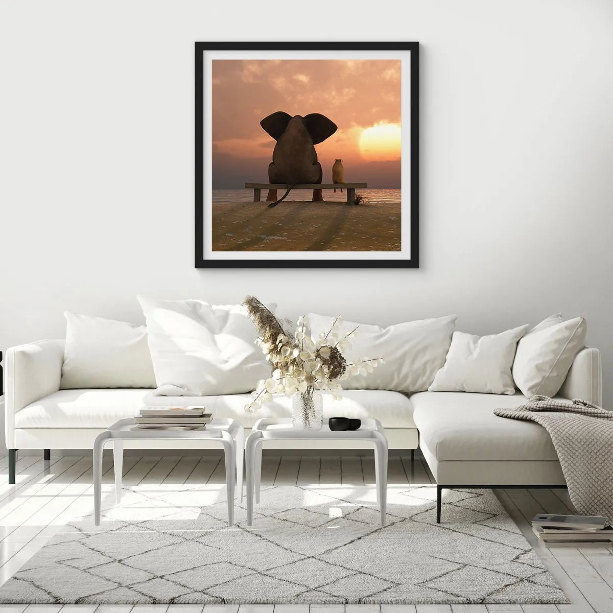 Plakat i sort ramme - Det er godt at være stille sammen - 40x40 cm