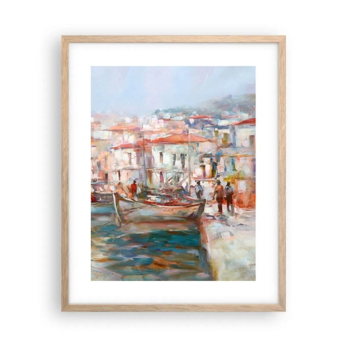 Plakat i ramme af lyst egetræ - Pastelfarvede helligdage - 40x50 cm