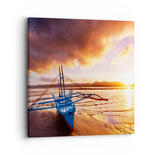 Lærredstryk - Billede på lærred - Efter en lang dag kan du strække dig ud på sandet - 40x40 cm