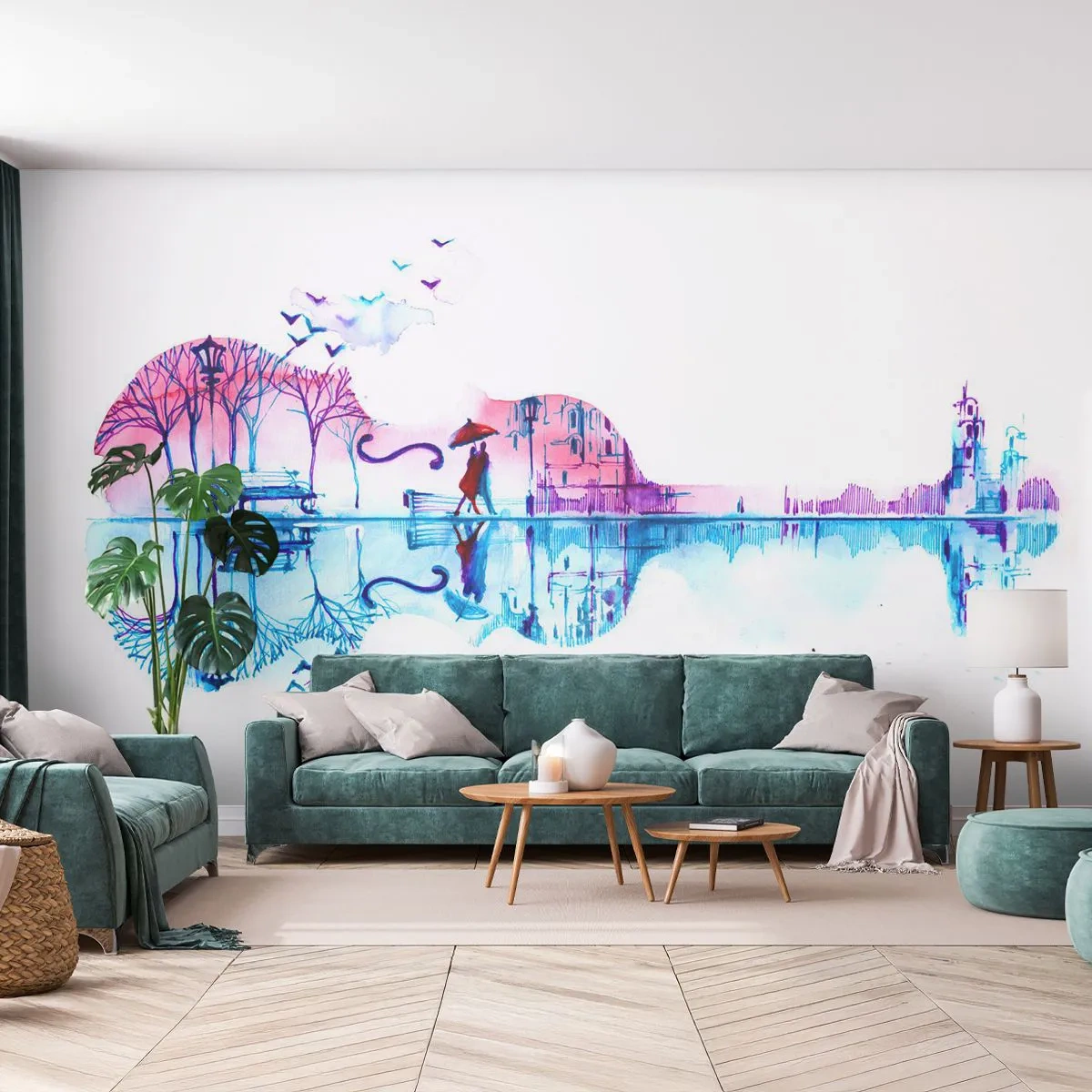 Fototapet Premium Sand - Jeg vil bringe jer regnvejrssange - Abstraktion, Violin, Arkitektur - 400x280 cm