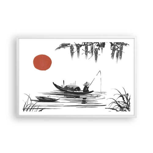Plakat i hvid ramme - En asiatisk eftermiddag - 91x61 cm