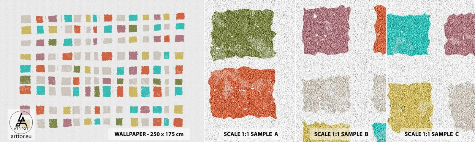 Fototapet Prøve Standard Eco - Ukendt leg - Pastel, Firkanter, Minimalisme - 100x30 cm