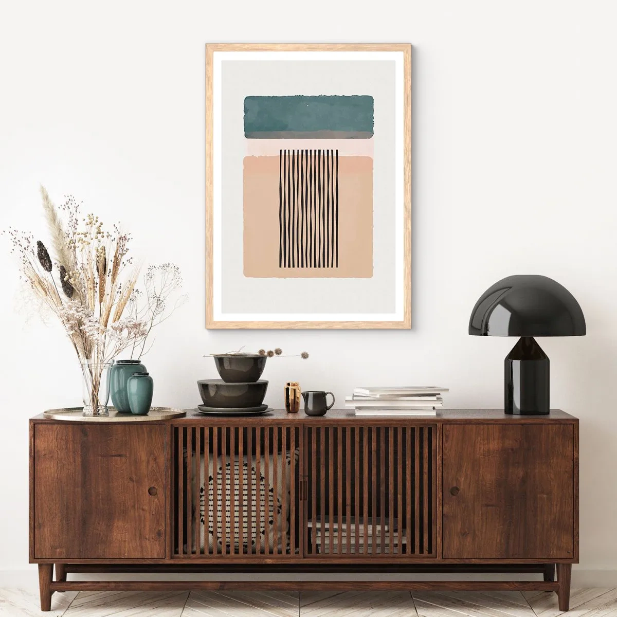 Plakat i ramme af lyst egetræ - Alt er i god stand - 70x100 cm