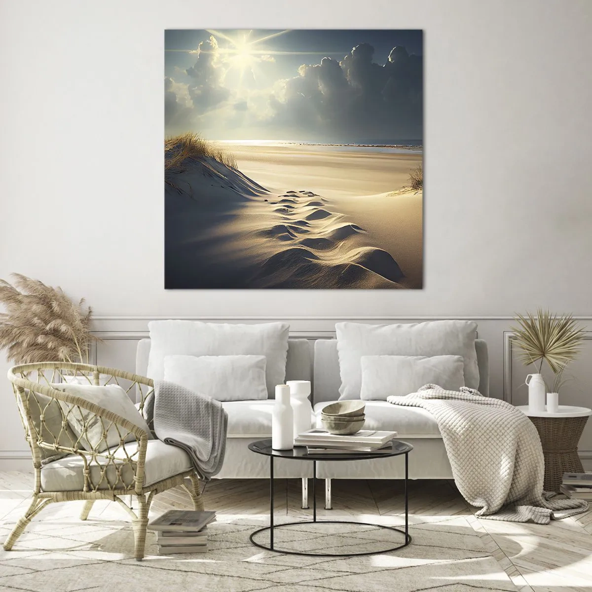 Billede på glas - Beroligende landskab - 70x70 cm