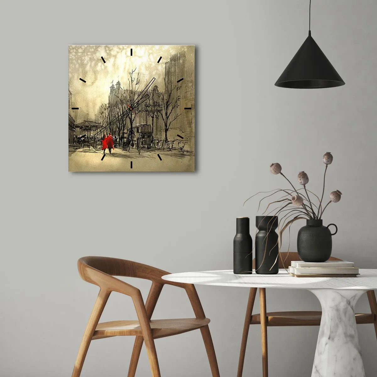 Vægur, Uret - En date i London-tågen  - 30x30 cm