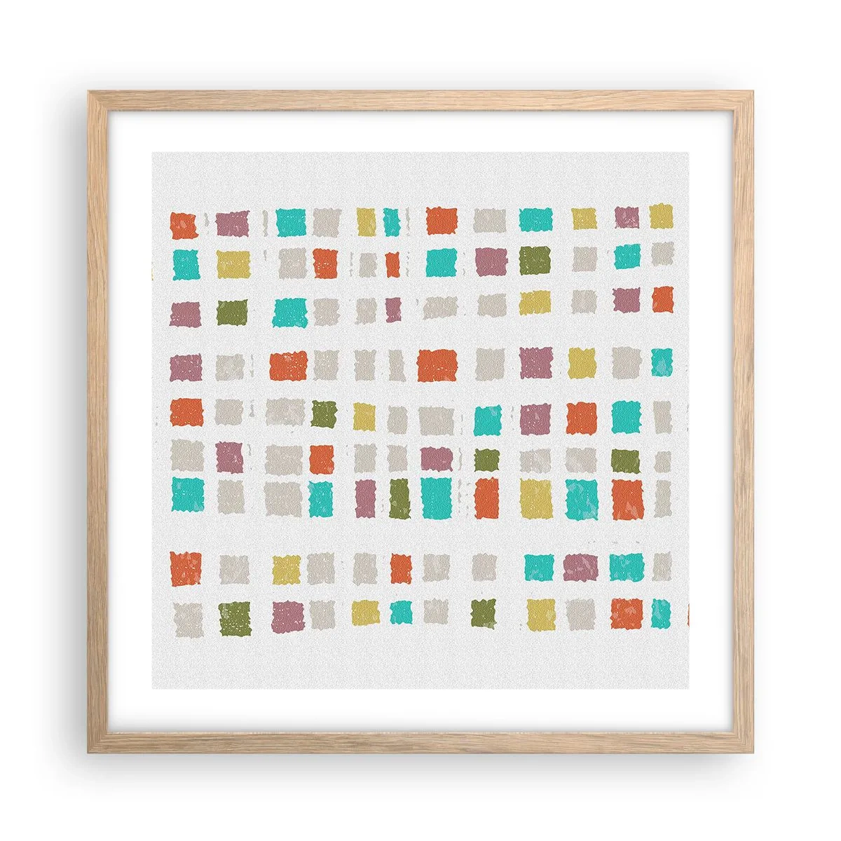 Plakat i ramme af lyst egetræ - Ukendt leg - 50x50 cm