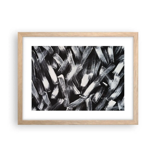 Plakat i ramme af lyst egetræ - Abstraktion i den industrielle ånd - 40x30 cm