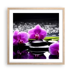 Plakat i ramme af lyst egetræ - Drukne i fred og ro - 50x50 cm