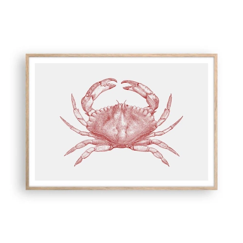 Plakat i ramme af lyst egetræ - Krabbe over krabber - 100x70 cm