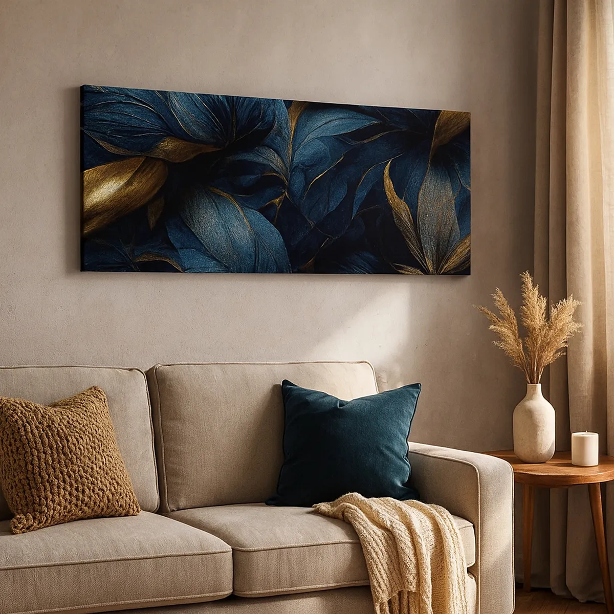 Lærredstryk - Billede på lærred - Foret med guld - 30x30 cm