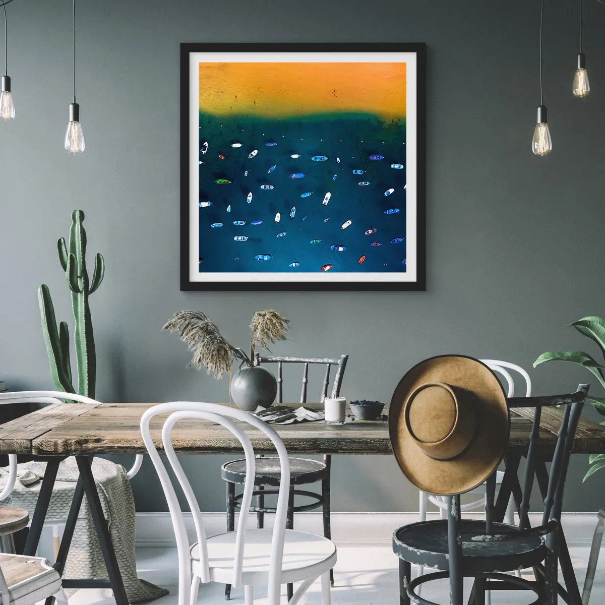 Plakat i sort ramme - En ferieleg - 60x60 cm
