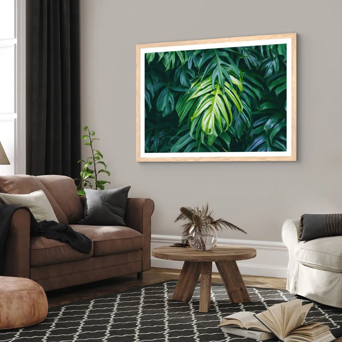 Plakat i ramme af lyst egetræ - Fordyb dig i friskhed - 91x61 cm