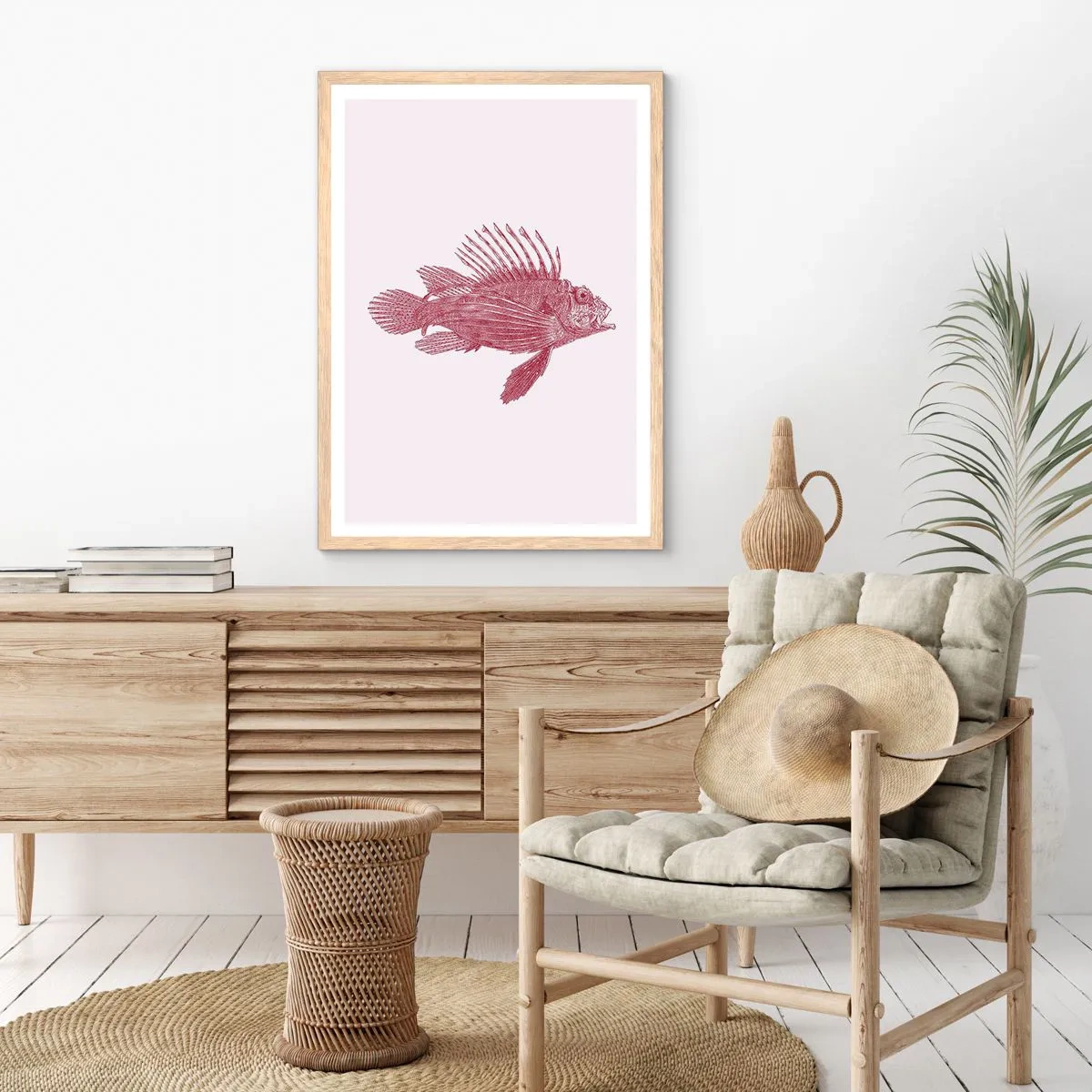 Plakat i ramme af lyst egetræ - En beboer i eksotiske farvande - 50x70 cm