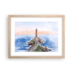 Plakat i ramme af lyst egetræ - Med front mod havet - 40x30 cm