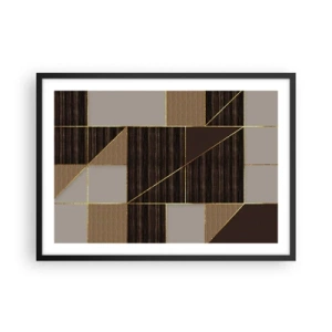 Plakat i sort ramme - En mosaik af brune og gyldne farver - 70x50 cm