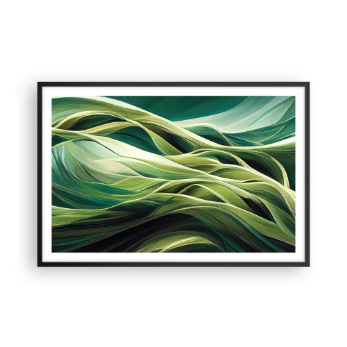 Plakat i sort ramme - Et abstrakt spil med grønt - 91x61 cm