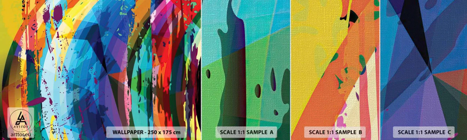 Prøve Fototapet Premium Canvas - Farverig svimmelhed - Abstraktion, Stykke, Moderne kunst - 100x30 cm