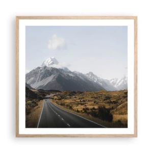 Plakat i ramme af lyst egetræ - Vejen til hjerte - 60x60 cm