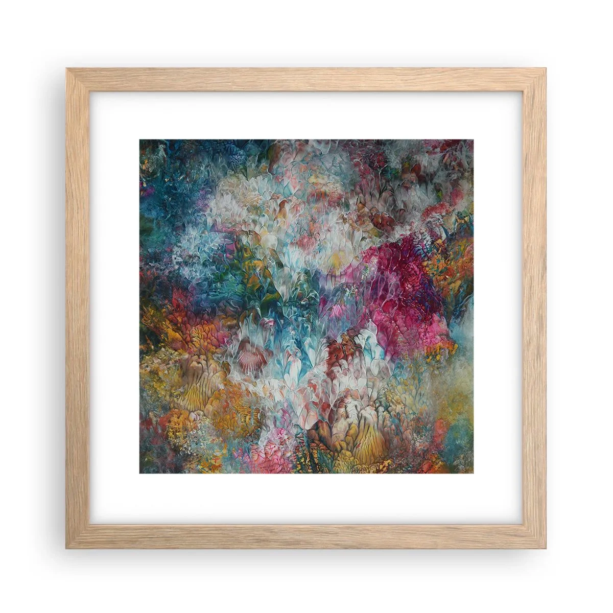 Plakat i ramme af lyst egetræ - I fuldt flor - 30x30 cm