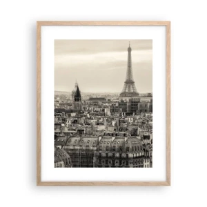 Plakat i ramme af lyst egetræ - Over Paris' hustage - 40x50 cm