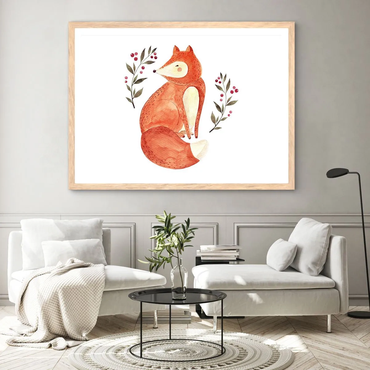 Plakat i ramme af lyst egetræ - Lille rødhåret - 50x40 cm