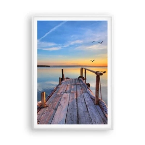 Plakat i hvid ramme - Går fremad mod solen - 70x100 cm