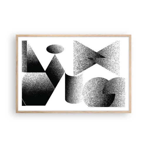 Plakat i ramme af lyst egetræ - Vinkler og ovaler - 91x61 cm