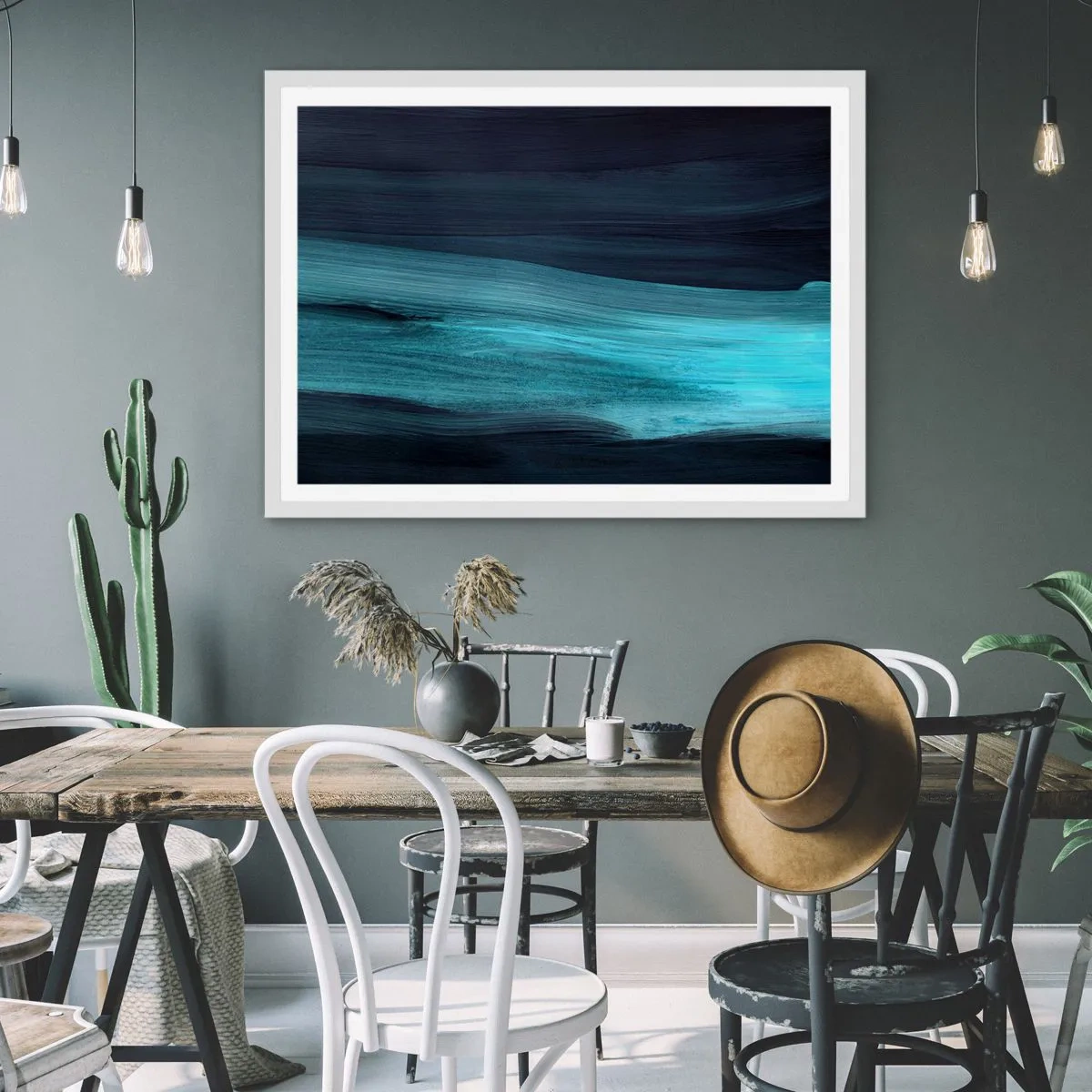 Plakat i hvid ramme - Svøm med strømmen - 50x40 cm