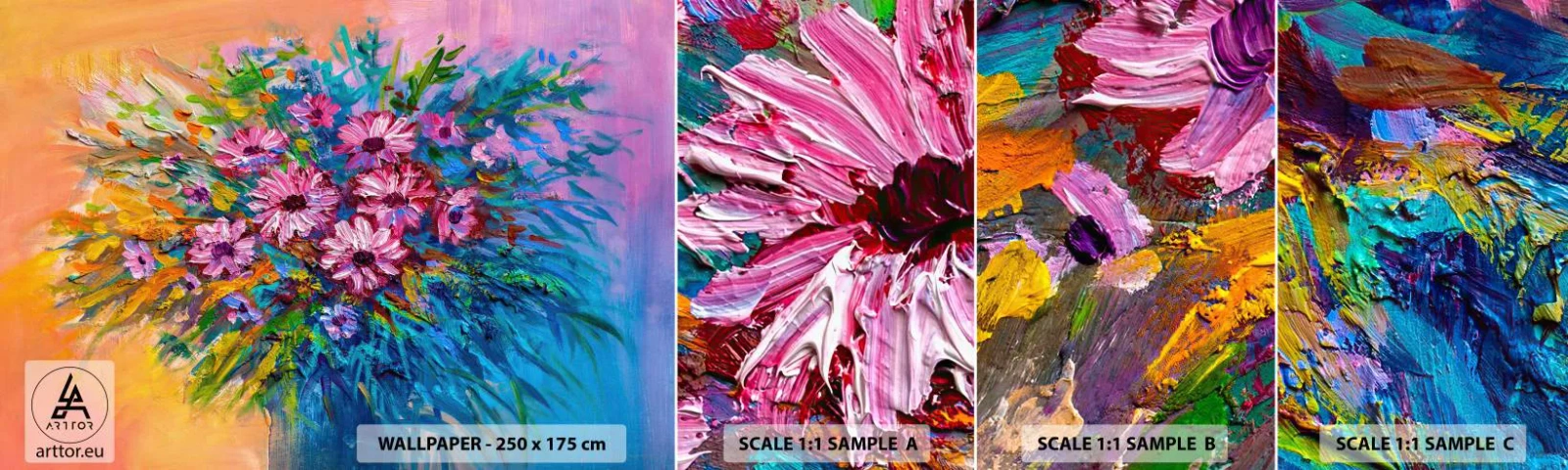 Prøve Fototapet Selvklæbende Deluxe Sticker - Livets energi - Blomster, Buket blomster, Have - 100x30 cm