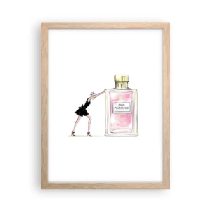 Plakat i ramme af lyst egetræ - Essensen af kvindelighed - 30x40 cm