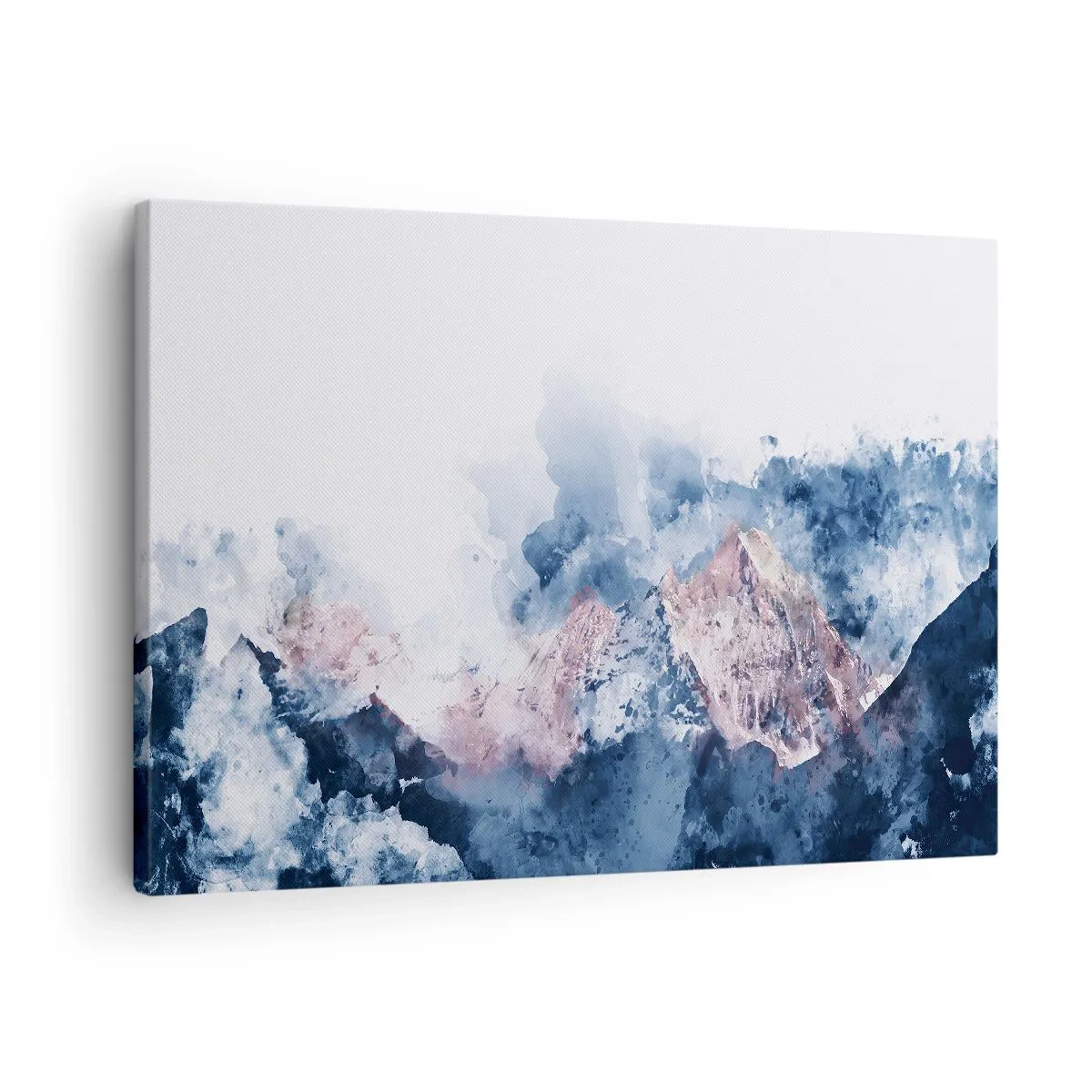 Lærredstryk - Billede på lærred - Akvarelbjerge i pastelfarver på en hvid baggrund - 70x50cm - Dette er toppene! - Moderne vægdekoration til stue og soveværelse ARTTOR