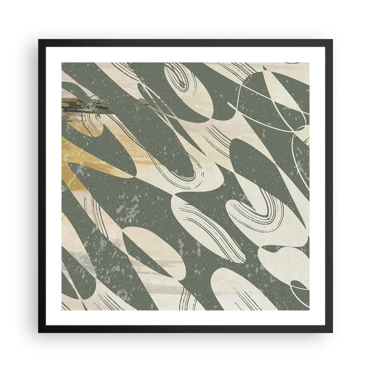 Plakat i sort ramme - Rytmisk abstraktion - 60x60 cm