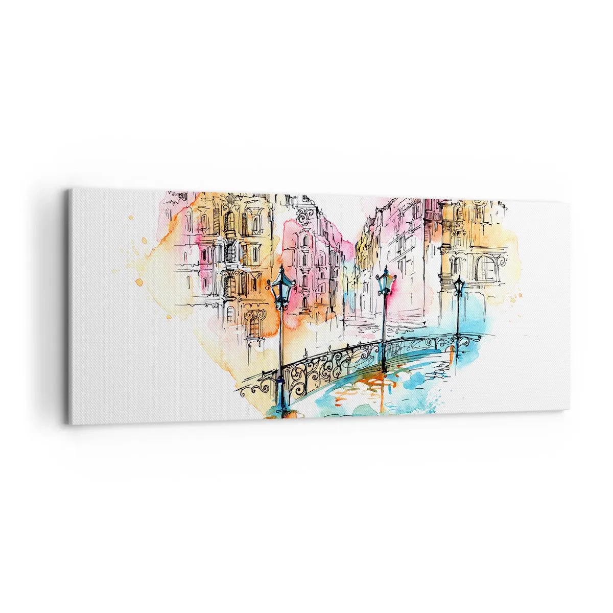 Lærredstryk - Billede på lærred - Byens hjerte - 100x40 cm