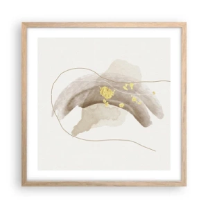 Plakat i ramme af lyst egetræ - Mødt i rummet - 50x50 cm