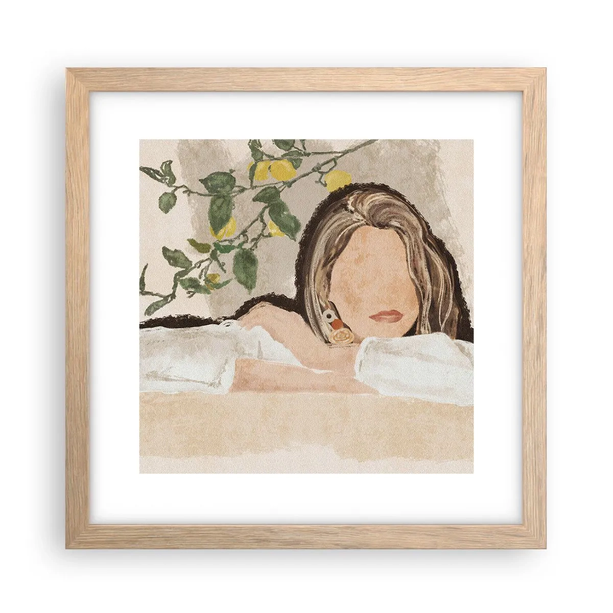 Plakat i ramme af lyst egetræ - Sydstaternes skønhed - 30x30 cm