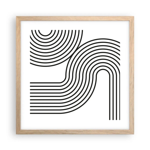 Plakat i ramme af lyst egetræ - På en kurve - 40x40 cm