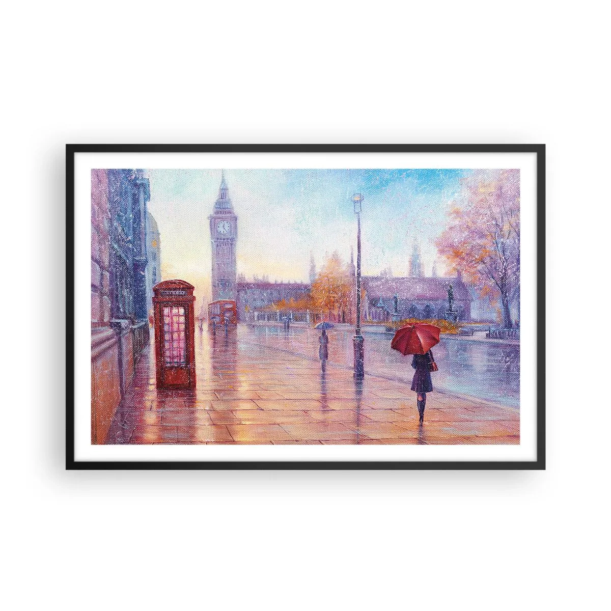 Plakat i sort ramme - En efterårsdag i London - 91x61 cm