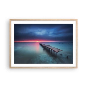 Plakat i ramme af lyst egetræ - Mellem himmel og jord - 70x50 cm