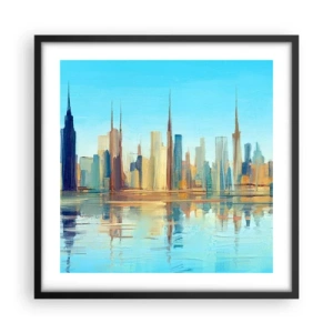 Plakat i sort ramme - Solrig metropol - 50x50 cm
