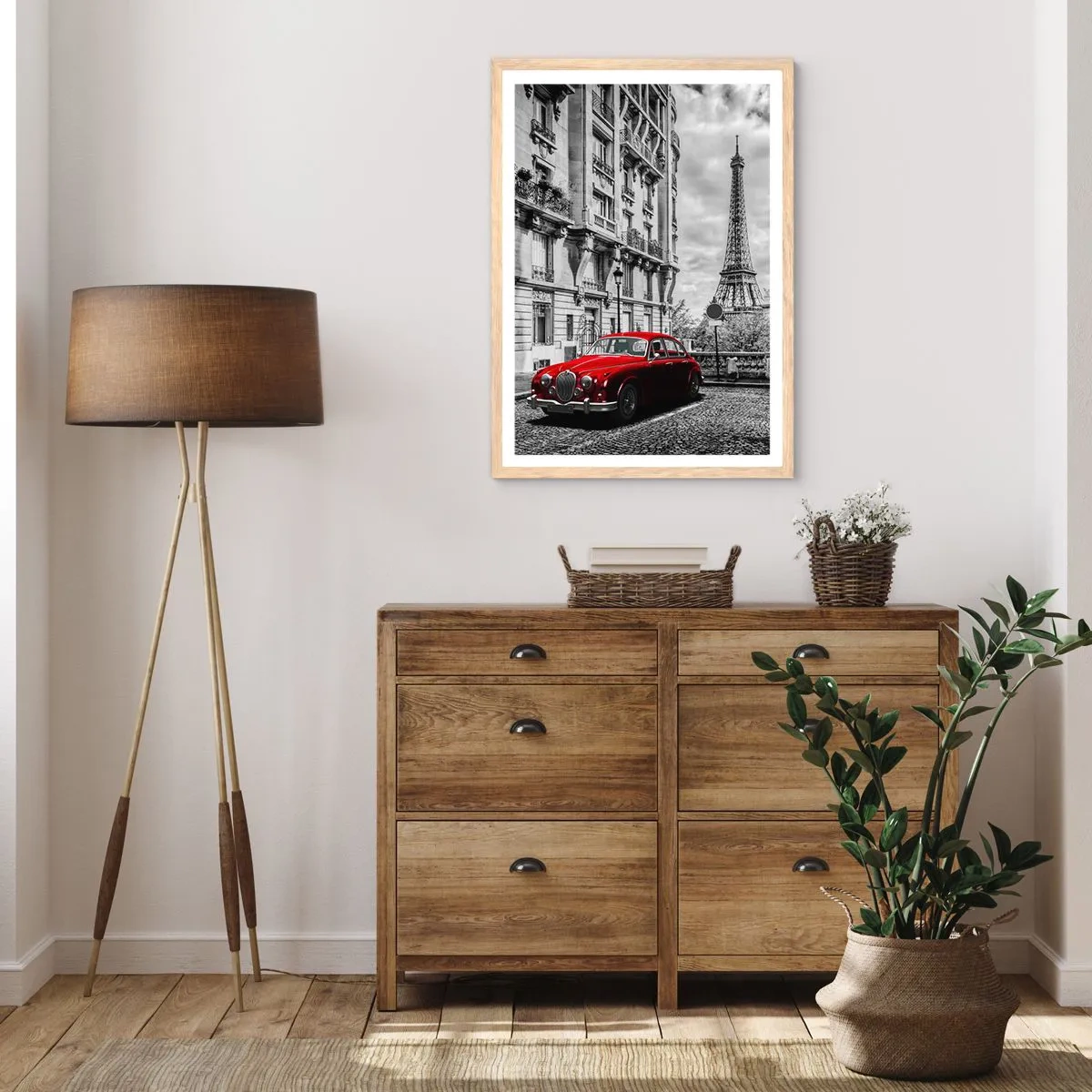 Plakat i ramme af lyst egetræ - Rovdyr i byen - 70x100 cm