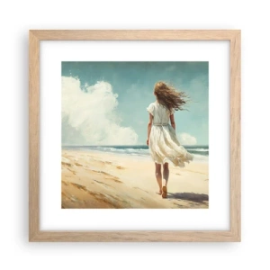 Plakat i ramme af lyst egetræ - At møde solen og vinden - 30x30 cm