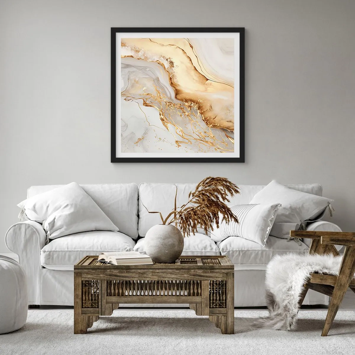 Plakat i sort ramme - Abstraktion: skønhed og godhed - 40x40 cm