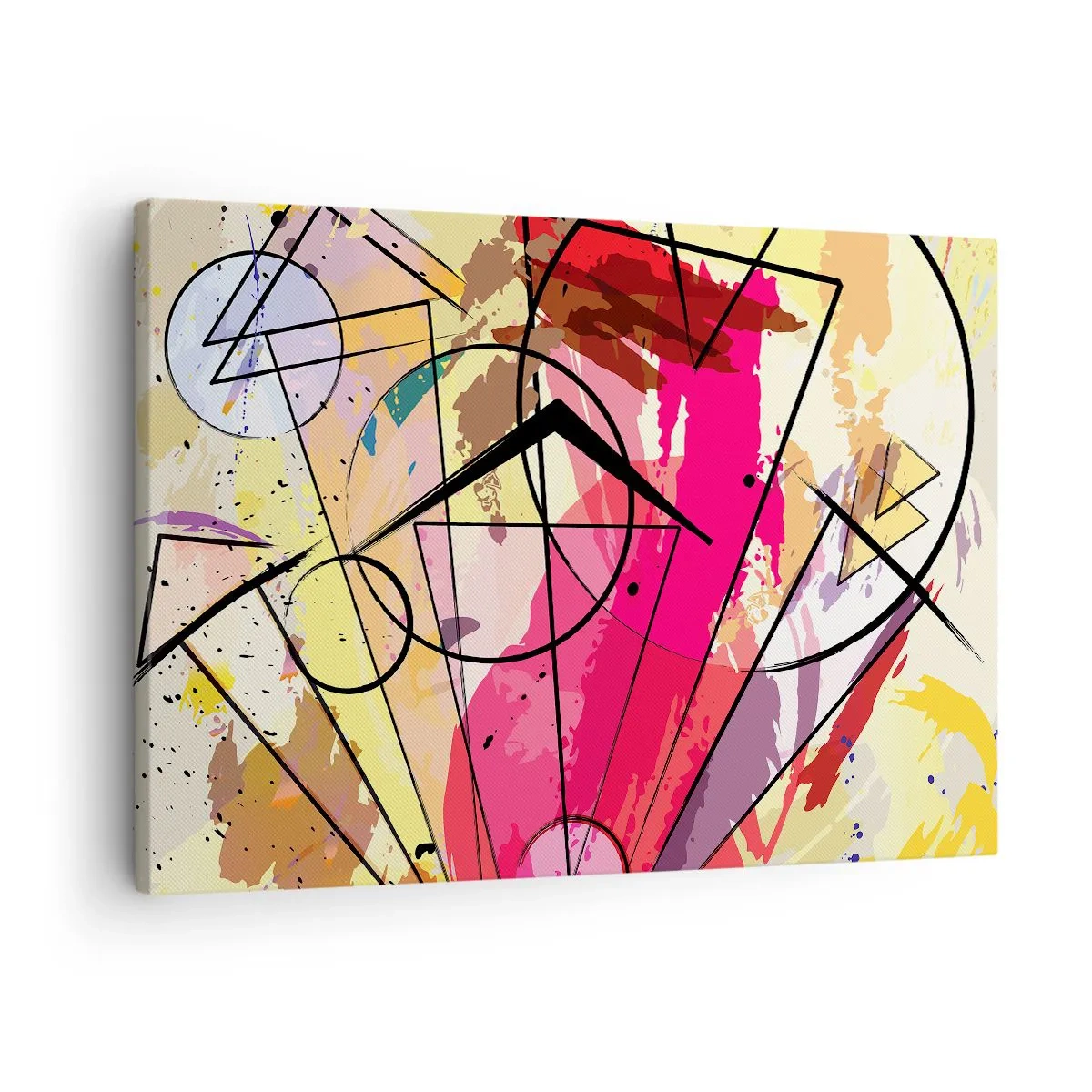 Lærredstryk - Billede på lærred - Abstraktion med linjer og geometriske former - 70x50cm - Eksplosion - Moderne vægdekoration til stue og soveværelse ARTTOR
