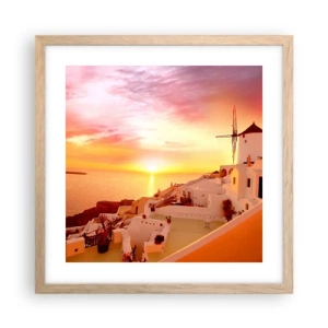 Plakat i ramme af lyst egetræ - Opløses i hvidt og guld - 40x40 cm