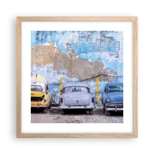 Plakat i ramme af lyst egetræ - Møde for veteraner - 40x40 cm