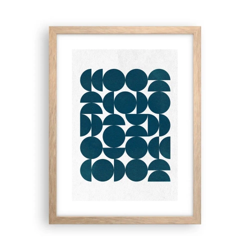 Plakat i ramme af lyst egetræ - Cirkler og halvcirkler - 30x40 cm
